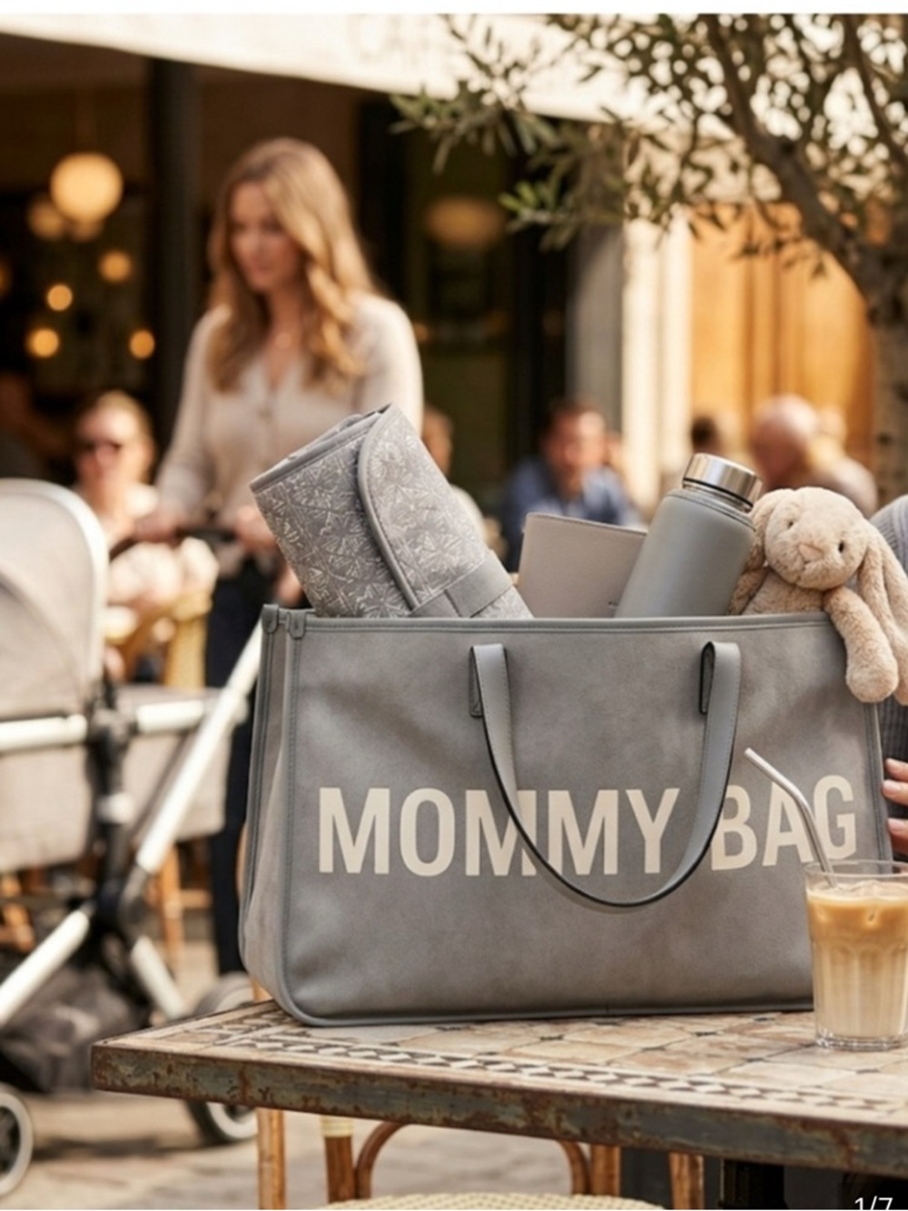 Elegant Gray Tote for Moms